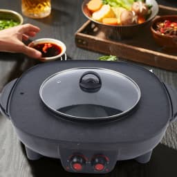 2 in 1 Hot Pot Oven Smoke Free Grill Machine Electric Hot Pot BBQ Grill Pan-