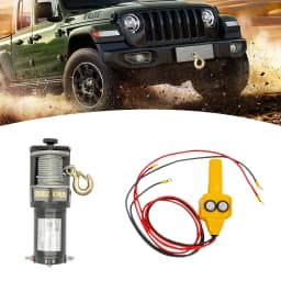 DC12V Electric Winch Hoist with Handle Controller Steel Cable Lifting/Pulling Device 13.12ft/min 440.92 Pounds
