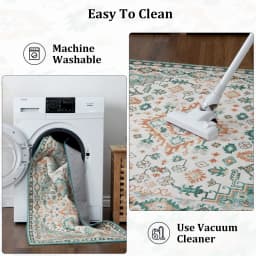 1.2x1.7m Vintage Rug Large Area Rug Non-Slip Non-Shedding Indoor Floor Rugs Low Pile Thin Rug for Bedroom Living Room Home Decor