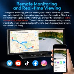 XGODY 10.26" Large Screen Portable Wireless Apple Android Auto Radio CarPlay Touch Screen 4K Car Camera