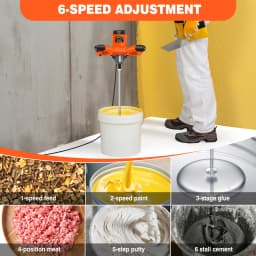 2600W Electric Concrete Mixer Paddle Plaster Mixer for Mortar Grouts Paint Cement 6 Speed with 2m Cable M14