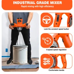2600W Electric Concrete Mixer Paddle Plaster Mixer for Mortar Grouts Paint Cement 6 Speed with 2m Cable M14