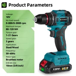 NEWBENY 10MM 3000W Brushless Electric Drill 21+2 Torque Cordless Multi-Screwdriver Home Power Tools Sets For Makita Battery Pin