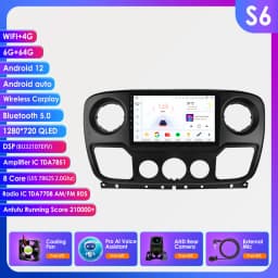 4G Carplay Android 14 Car radio for Renault Master III 3 Opel Movano Nissan NV400 multimedia player 2din Autoradio GPS Stereo