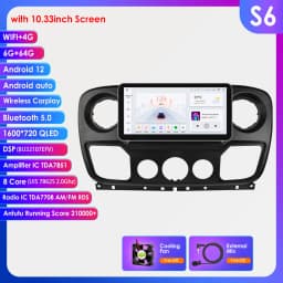 4G Carplay Android 14 Car radio for Renault Master III 3 Opel Movano Nissan NV400 multimedia player 2din Autoradio GPS Stereo