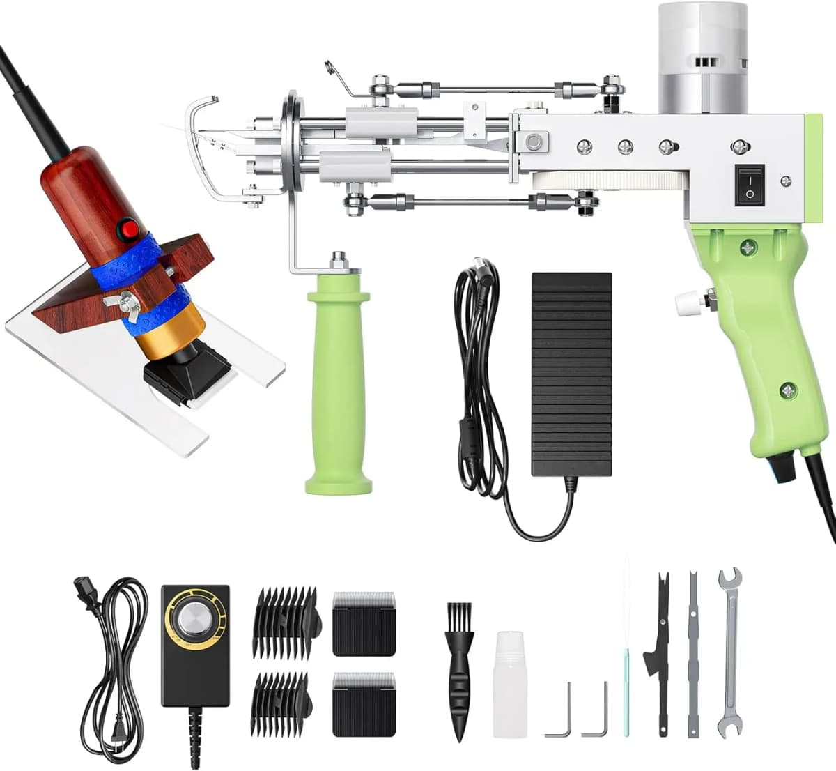 2in1 tufting gun, Aomdom tufting gun electric 7-21mm tufting gun 5-40mm/s cutting pile and ring pile tufting gun set