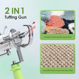 2in1 tufting gun, Aomdom tufting gun electric 7-21mm tufting gun 5-40mm/s cutting pile and ring pile tufting gun set