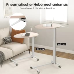 Side table height adjustable laptop table with wheels 74-108 cm mobile desk sofa table for living room bedroom