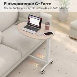 Side table height adjustable laptop table with wheels 74-108 cm mobile desk sofa table for living room bedroom