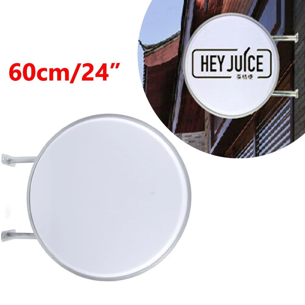LOGO Sign Light Outdoor LED Light Box Wall-mounted Billboard Round 60cm/24", White