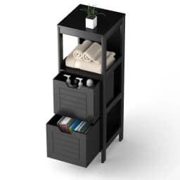 Bath chest of drawers with 2 Drawers, Bathroom wardrobe, Wood Bath wardrobe, living room bathroom Bath Shelf, Black, 30x30x89