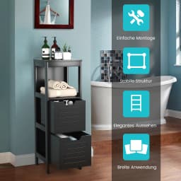 Bath chest of drawers with 2 Drawers, Bathroom wardrobe, Wood Bath wardrobe, living room bathroom Bath Shelf, Black, 30x30x89