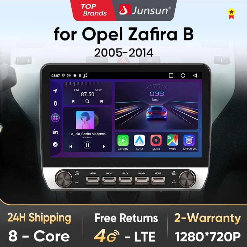 Junsun 10" Button CarRadio forOpel Zafira B 2005-2014 GPS Multimedia Stereo BT FM RDS Wireless CarPlay for Apple Android Auto 4G