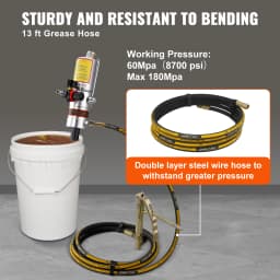 SucceBuy Pneumatic Grease Pump Air Operated with 13 ft High Hose 360° Swivel Grease Gun Head Lubrication 50:1 Pressure Ratio
