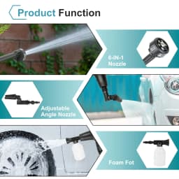 3500W 18V 200Bar Brushless High Pressure Car Wash Water Gun 6-IN-1 puzzle Cleaning Garden Washing Spray Gun With Battery