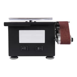 Small Contour Sand Belt Sander 7 Gears Disc Sanding Machine 3 Sandpaper 10pcs Belt For Metal, Stone DIY Woodworking