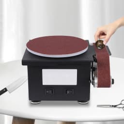 Small Contour Sand Belt Sander 7 Gears Disc Sanding Machine 3 Sandpaper 10pcs Belt For Metal, Stone DIY Woodworking
