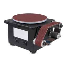 Small Contour Sand Belt Sander 7 Gears Disc Sanding Machine 3 Sandpaper 10pcs Belt For Metal, Stone DIY Woodworking