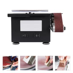 Small Contour Sand Belt Sander 7 Gears Disc Sanding Machine 3 Sandpaper 10pcs Belt For Metal, Stone DIY Woodworking