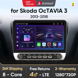 Junsun 10" Button Car Radio for Skoda Octavia 3 2013 GPS Multimedia Stereo BT FM RDS Wireless CarPlay for Apple Android Auto 4G
