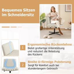 Seated chair, swivel chair without armrests, desk chair with wide seat, office chair with cross base