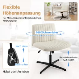 Seated chair, swivel chair without armrests, desk chair with wide seat, office chair with cross base