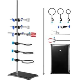 SucceBuy Lab Stand Support Laboratory Retort Support Stand Set Steel Lab Stand 23.6" Rod and 8.3" x 5.3" Cast Iron Base w/ Clamp