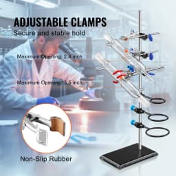 SucceBuy Lab Stand Support Laboratory Retort Support Stand Set Steel Lab Stand 23.6" Rod and 8.3" x 5.3" Cast Iron Base w/ Clamp