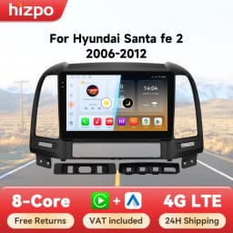 Hizpo 8+128G Android 14 Auto Radio For Hyundai Santa Fe 2 2006-2012 Carplay Car Multimedia GPS 2din Autoradio Navigation 2 din