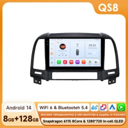 Hizpo 8+128G Android 14 Auto Radio For Hyundai Santa Fe 2 2006-2012 Carplay Car Multimedia GPS 2din Autoradio Navigation 2 din
