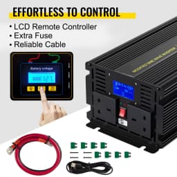 SucceBuy Modified Sine Wave Inverter DC 12V - AC 240V / DC 24V - AC 240V Aluminum Alloy LCD Screen & LED Indicators for Powering