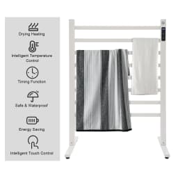 180W Bathroom Electric Towel Warmer Rack 45-65℃ Thermostatic Heating Rack Touch Digital Display Freestanding Heated Towel Bar