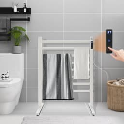 180W Bathroom Electric Towel Warmer Rack 45-65℃ Thermostatic Heating Rack Touch Digital Display Freestanding Heated Towel Bar