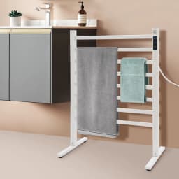 180W Bathroom Electric Towel Warmer Rack 45-65℃ Thermostatic Heating Rack Touch Digital Display Freestanding Heated Towel Bar