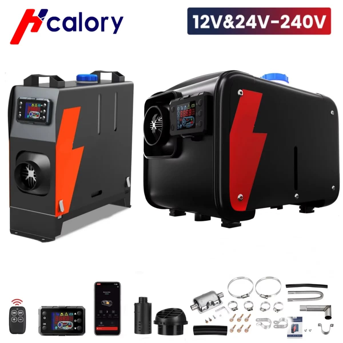 HCALORY 12V Diesel Car Heater 5-8KW Standing Air Heater for Car Parking with Smart App LCD Panel And Remote Control 24V