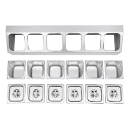 Ingredient Container Stainless Steel 6 Grid Ingredient Box Side Dish Bar Container with Lid
