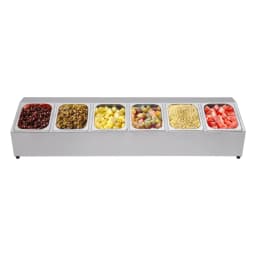 Ingredient Container Stainless Steel 6 Grid Ingredient Box Side Dish Bar Container with Lid