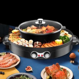 Hot Pot Electric Hotpot 2 In 1 Grill and Hotpot Multifunction Double Electric Pot BBQ Grill Pan for Family Dining and Parties