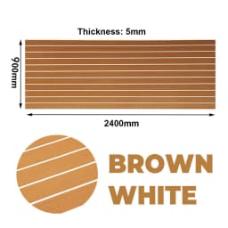 Brown With White Stripes EVA Foam Teak Sheet Marine Flooring Yacht Synthetic Boat Decking Self-Adhesive Pad 2400x900x6mm