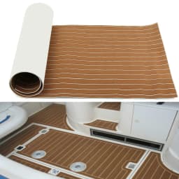 Brown With White Stripes EVA Foam Teak Sheet Marine Flooring Yacht Synthetic Boat Decking Self-Adhesive Pad 2400x900x6mm