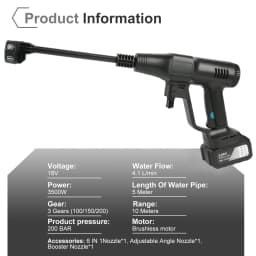 200bar Brushless High Pressure Car Wash Water Gun 6 IN 1 Washing Garden Washing Spray Gun For Car Lawn Pool Floors