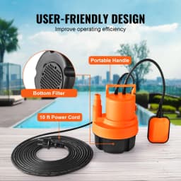 SucceBuy Utility Pump 1585/2510/4000 GPH High Flow Sump Pump Submersible Water Pump with 10ft Long Power Cord for Draining Water