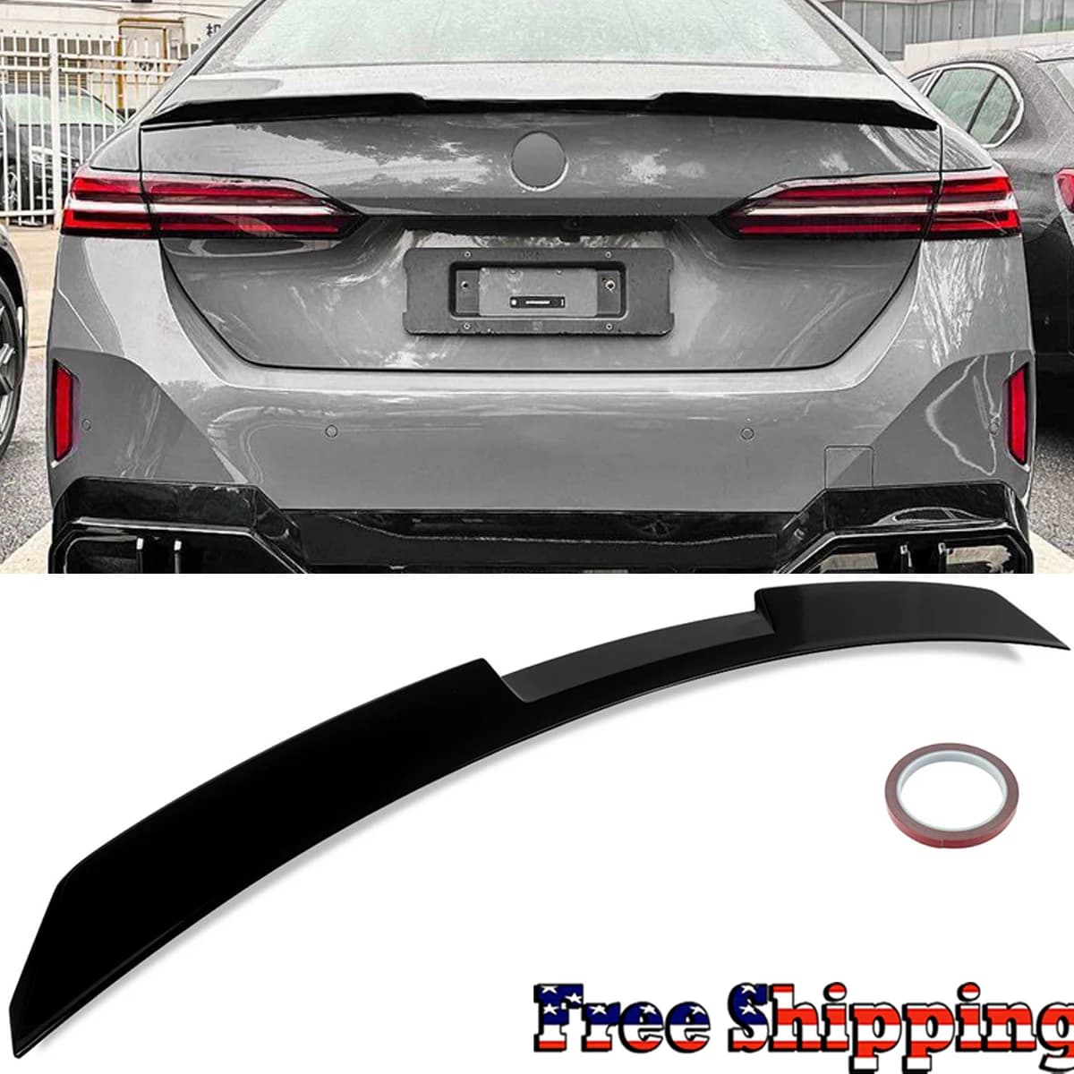 Rear Spoiler Sedan Trunk Wing Tuning Glossly Black For BMW 5 Series G60 V Style 520d 520i 530i 530e 550e 2024 2025 Roof Spoiler