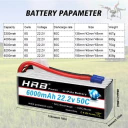 HRB Lipo Battery 6S 6000mah XT60 XT90 EC5 50C 22.2V RC Lipo Battery for Quadcopter Airplane Car Truck 500 600 Helicopter