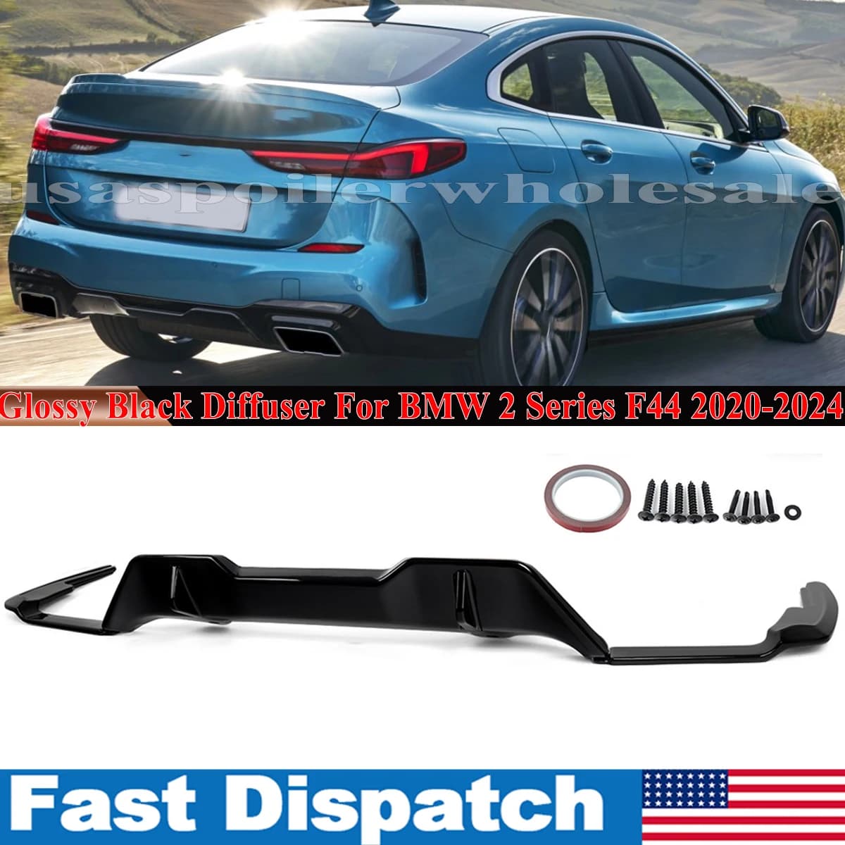 Magickit For BMW F44 2 Series 228i M235i 2020+ MP Style Rear Diffuser Rear Bumper Diffuser Lip M Sport Diffusor Rear Lip