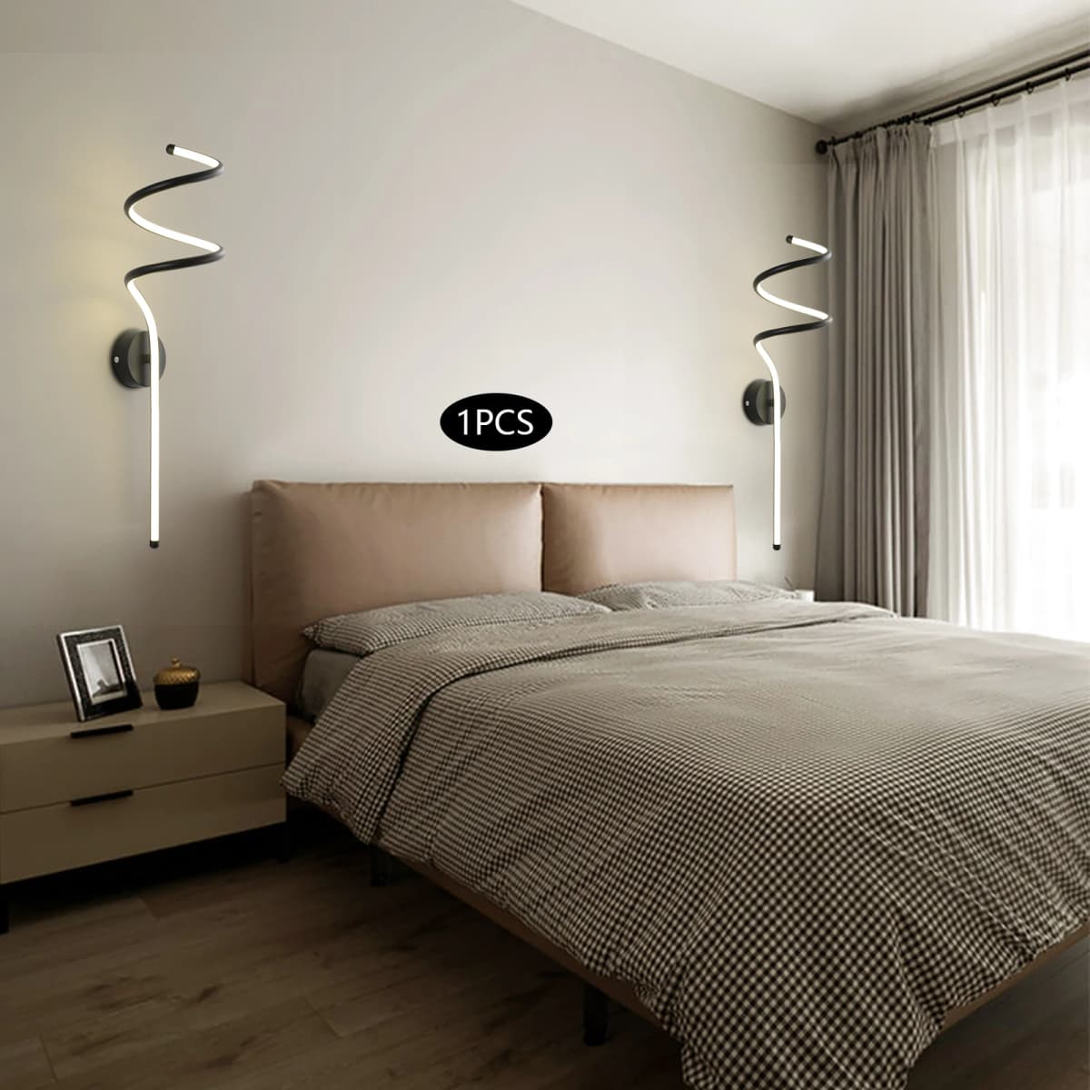 LED Wall Sconces LED Wall Lights Modern Black Spiral Wall Lamp Bedside Wall Lamps Warm White Wall Light Fixture for Bedroom