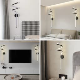 LED Wall Sconces LED Wall Lights Modern Black Spiral Wall Lamp Bedside Wall Lamps Warm White Wall Light Fixture for Bedroom