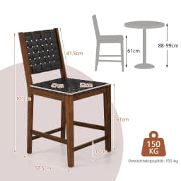 Set chairs 2 dining room, wood chair with woven back, kitchen chairs weighing up to 150 kg, Bistro chair for tables from 88-99