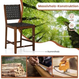 Set chairs 2 dining room, wood chair with woven back, kitchen chairs weighing up to 150 kg, Bistro chair for tables from 88-99