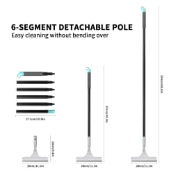 2-in-1 Window Cleaning Kit with Extendable Pole to 154cm, Detachable Squeegee & Scrubber Head for High Windows – Indoor/Outdoor Glass Cleaner Tool Set